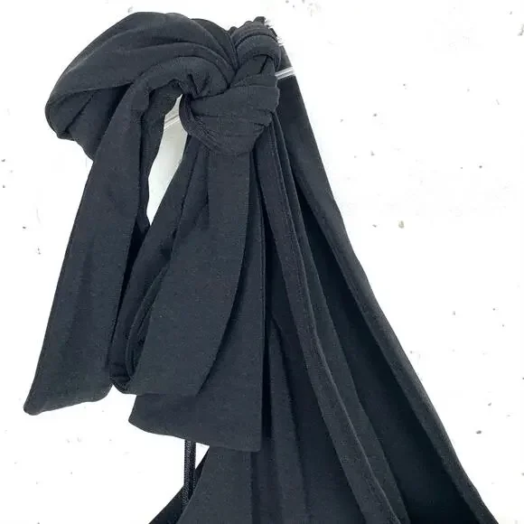 Ann Taylor Womens Tie Shoulder Midi Dress Black Stretch Polyester Sheath XS - Picture 6 of 8